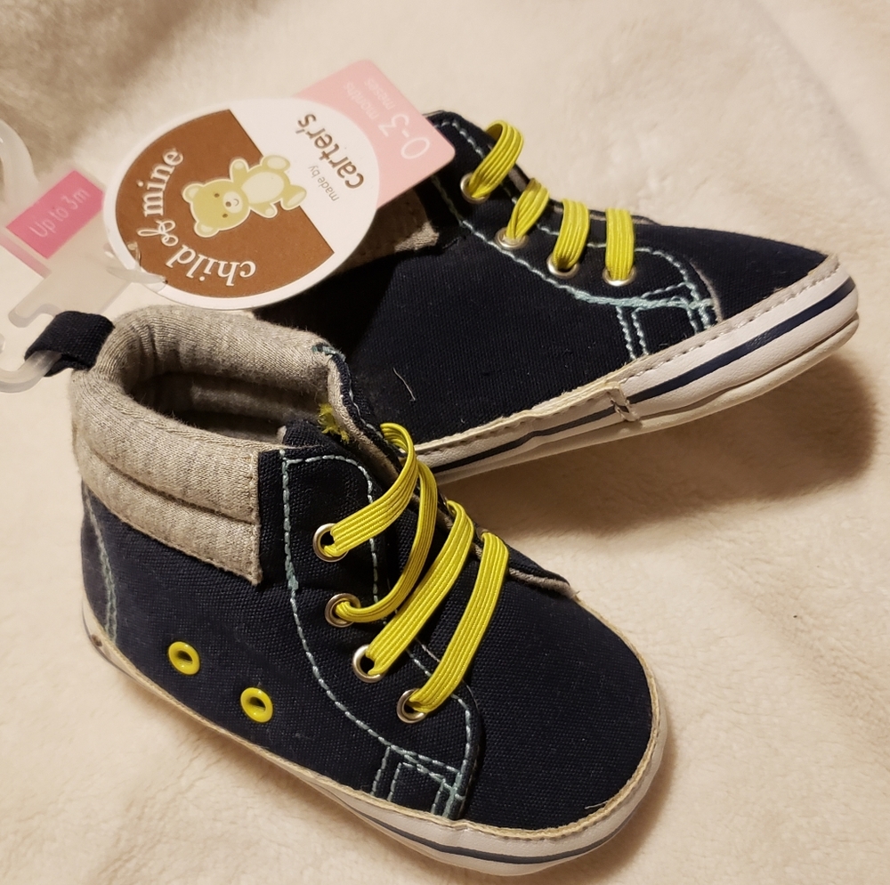 Baby Hi-Top Sneakers, Sz 0-3 months
